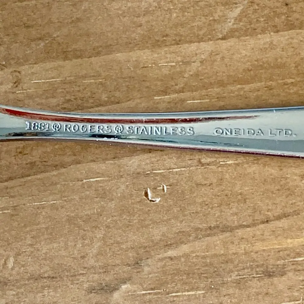 Oneida 1881 Rogers Stainless Steel Montina Indio Slotted Spoon Meat Fork Serving